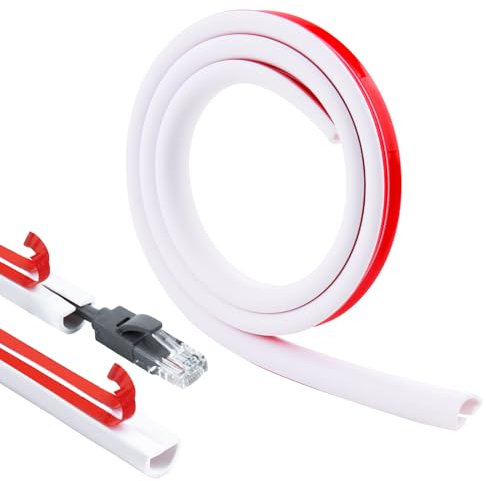 Cable Trunking Self Adhesive 1m Wire Hider for Cables Flexible Conduit Trunking for Electric Cables Wall Cable Covers for Hiding TV Cables Easy-to-Install Wire Trunking for Home