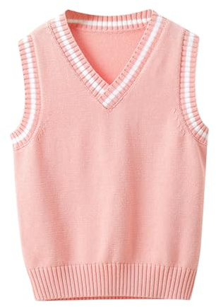 Mjjsk Débardeur tricoté pour filles et garçons - Col en V - Sans manches - Unisexe - Pull décontracté - Pull classique