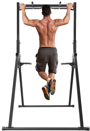 KANBCNG Faltbar Power Tower Dip Station Klimmzugstange Freistehend Pull Up Bar Verstellbar Dreieckige Pull Up Station Pullup Bar Einstellbare Höhe Multifunktional Fitness Trainingsgerät