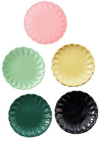 LALADEFIEE Lot De 5 Assiettes Miniatures Maison De Poupée Jouet Cuisine Multicolore Compact Sécuritaire Accessoires Décoratifs pour Jeux D’garçon Et Filles