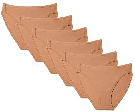 Amazon Essentials Bragas Tipo Bikini de Corte Alto Elásticas de Algodón Mujer, Pack Múltiple