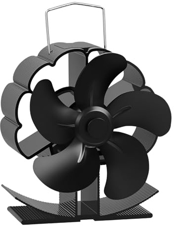 LURICO Ventilateur Poêle à Bois, 5 Pales Ventilateur de Cheminée Alimenté Par la Chaleur, 12.7 x 11.7 CM Accessoire de Poele Sans électricité de Silencieux pour Poêle à Bois, Cheminée, Gaz, Bûche