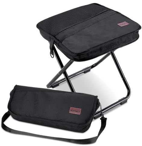 MOONCY Camping Stool Made of Aluminum, 40×37.5×39 cm Collapsible Stool with Shoulder Strap, Supports up to 135 kg, Lightweight Folding stool for Hiking and Fishing, Black