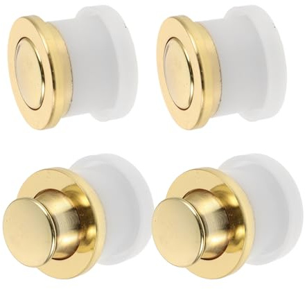 Veemoon 4 Tiradores Invisibles Empotrados para Cajones y Puertas, Redondos, Resorte, Color Dorado Brillante, Estilo Japonés Tatami, Pack de 4 Unidades, Manijas Ocultas para
