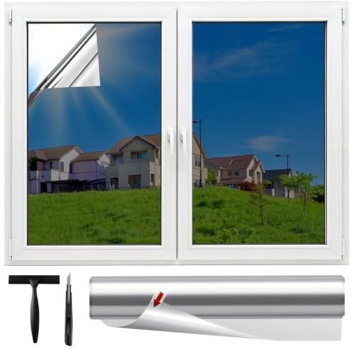 Lámina protectora contra el calor para ventanas, exterior e interior, protección solar, sin residuos, protección contra el calor, protección solar, lámina térmica, 44,5 x 400 cm