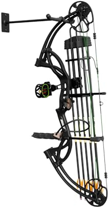 Hold Up Displays Bow Hanger, Compound Bow Wall Mount, Safely Stores and Vertically Displays Two Bows, Made in USA