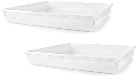 Ex-Pro Universal 70 x 70cm White Plastic Water Drip Tray Accessory for Washing Machine, Tumble Dryer, Dishwasher, Fridge, Freezer - 2 Pack