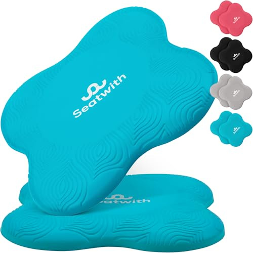 Seatwith Tappetino Ginocchia (Confezione da 2) - Pilates Cuscino con Borsa Trasporto + Istruzioni PDF per l'Allenamento - Massimo Sollievo e Supporto per Ginocchia, Polsi e Gomiti - 20x20 cm -Blu
