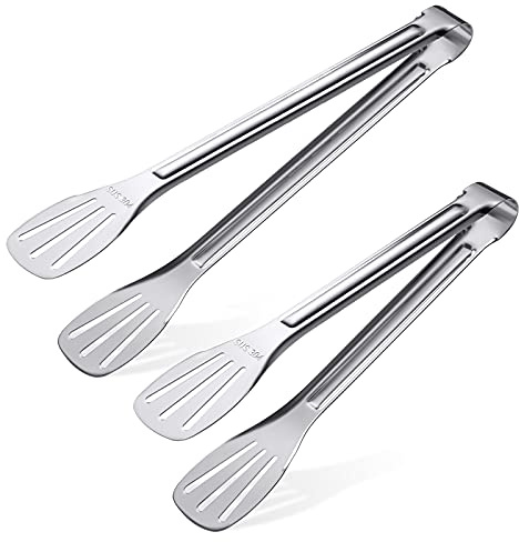 Kitchen Tongs(9'')-304 Easy to Clean-Food Safe Stainless Steel Cooking Tongs,Salad,BBQ,Serving,Frying Tongs Utensils,Kitchen Gift etc,Easy Grip Best Sturdy Tongs,Non Stick. (9&12inch)