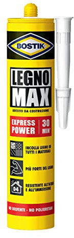 Bostik Legno Max Express Power innovativo adesivo per incollare il legno, senza poliuretani, extra forte e impermeabile, Cartuccia 380g beige