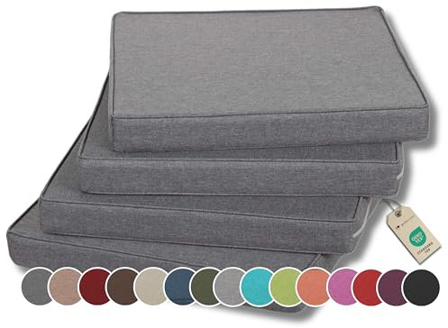 Gutekissen® Stuhlkissen Polsterauflage Auflage für Stühle/Bänke für Haus und Garten Sitzauflage Gartenkissen Sitzkissen viele Farben FK5 (45x45, Grau, 4)