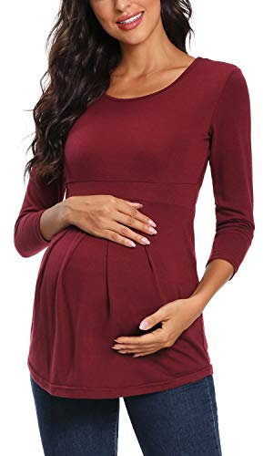Love2Mi Maternity Tops 3/4 Sleeve Pregnancy T-Shirt Tunic Maternity Clothes for Women