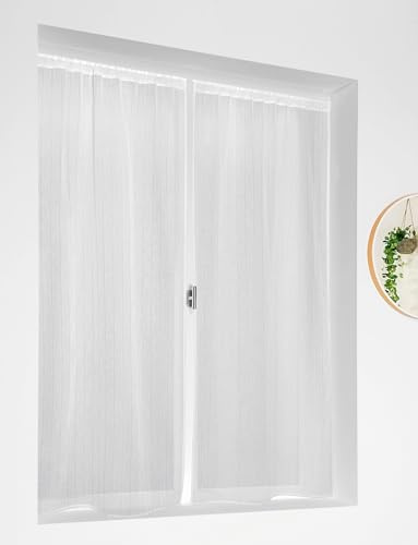 Linder Paire de vitrages Scala Blanc azuré en 60x140cm
