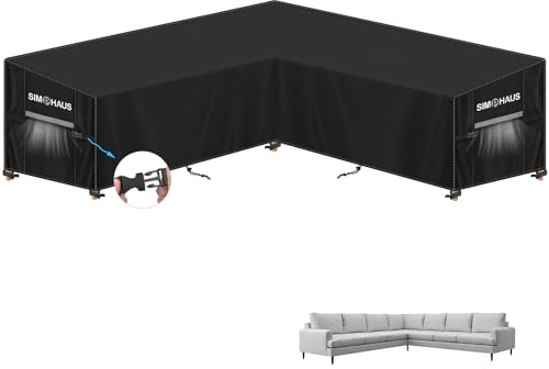 SIMPHAUS Överdrag utomhus soffa skydd trädgårdsmöbler V-form loungeskydd vattentätt loungemöbel skydd V-form presenning soffa UV-resistent 420D oxfordtyg 315 x 315 x 99 x 80/60 cm