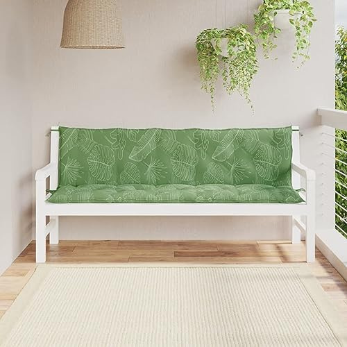 ShGaxin Cojines de Banco 2 uds Tela Estampado de Hojas 180x50x7 cm, Cojines Exterior Jardin, Cojines para Palets, Cojines Exterior, Cojines Sofa Exterior, Cojines Suelo 361732