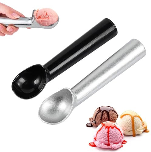 TRKETK 2 Pezzi Palette per Gelato, Paletta per Gelato Antiaderente e Antigelo Lunghezza 18 cm in Alluminio Sgancio Facile Mini Paletta per Gelato per Gelato per Gelato Biscotti Impasto Frutta