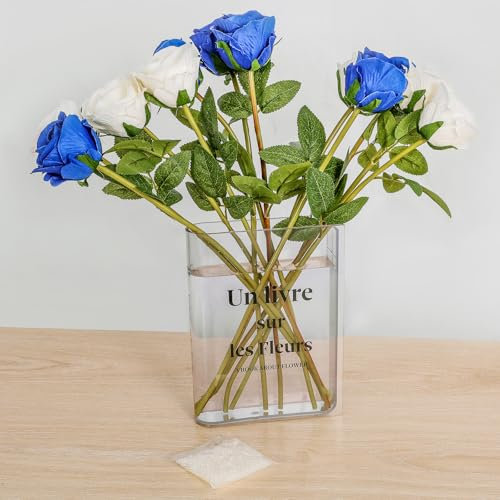 Flavor Decorative Acrylic Book Vase - Unique Clear Lasting Clarity Book Vase Accent with Water Beads/Aesthetic Room Decor for Floral Arrangement Bedroom