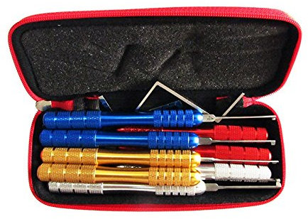 HUK/Honest - Juego de 8 ganzúas de bloqueo de hoyuelos con mango redondo colorido, cerradura de puerta Kaba de doble extremo para cerrajero (HUK)