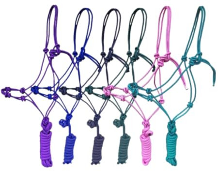 OR S-LINE Reithalfter, Knotenhalfter Set inkl. Strick für Bodenarbeit Full/Warmblut für Pferde Knotenhalfterset mit Stricklänge 2,80m (lila)