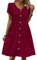 Zeagoo Women's Summer Dress Short Sleeve Midi Dress V Neck Sundress A-line Tiered Dresses Casual Dress with Pockets Red XL