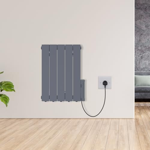 Warmehaus 900W Electric Oil Filled Radiator 24/7 Day Timer and Thermostat Wall Mounted/Freestanding, Plug in Electric Heater Smart WiFi Low Energy Portable with Child Lock Anthracite