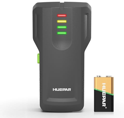 4-1 Détecteur de Câbles et de Tuyaux Huepar, Équipé de voyants LCD à Quatre Niveaux et d'une Alarme sonore, Détecte Le Bois, Le Métal, Les Matériaux Non Métalliques dans Les Murs WS02