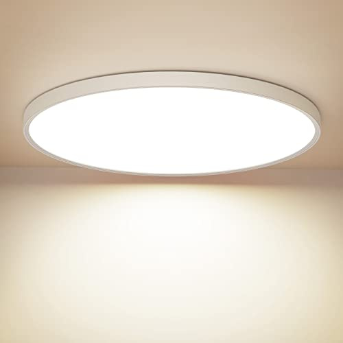 OUILA Deckenlampe LED Deckenleuchte Flach Rund - Ø30CM LED Deckenleuchte 24W 4000K 2400LM IP44 Wasserdicht Neutralweiß Badezimmer lampe, Badlampe Decke für Wohnzimmer Schlafzimmer Küche Bad Flur