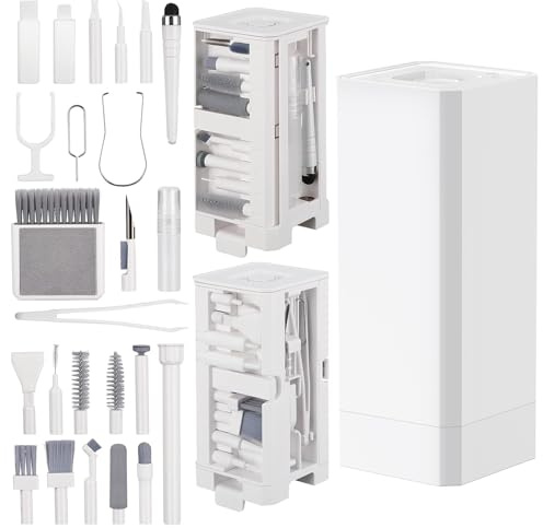 Kit de nettoyage de clavier 32 en 1 avec brosse et spray – Kit de nettoyage tout-en-un pour iPhone, AirPods, ordinateurs portables, tablettes, clavier, appareil photo, PC, moniteur et autres appareils