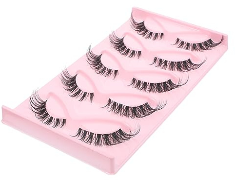 BAZEITFLOW Faux Cils En Bande 5 Paires Taille Allongée Effet Fox Eye Usage Quotidien Maquillages De Scène