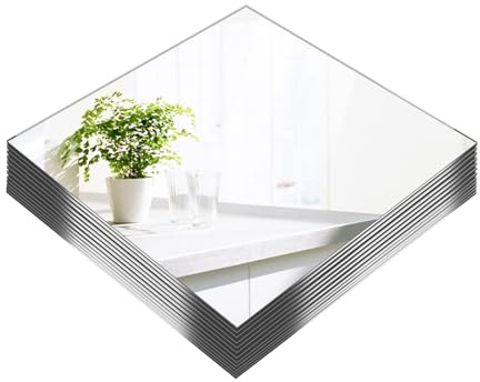 16Pack Square Mirrors for Centerpieces, 8 x 8 Inch Mirror Tray Candle Plate Wall Mounted Mirrors, Acrylic Mirror Tiles for Table Wedding Centerpieces Christmas Party Decor, Home Crafts