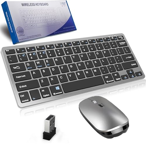 BT5.2+BT5.2+BT5.2+BT3.0+2.4G Multi Device, quattro modalità tastiera e mouse con Bluetooth/radio per PC, smartphone, tablet, tasti multimediali, layout US QWERTY