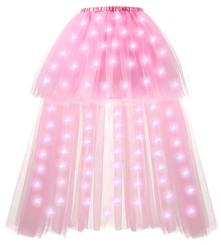 Hifot Jupe Tutu LED pour Femme, Tutu en Tulle Ballet de Danse Lumineuse Jupe Tulle Femme Danse et Ballet Déguisement Noel Halloween Accessoire - Piles Non Incluses