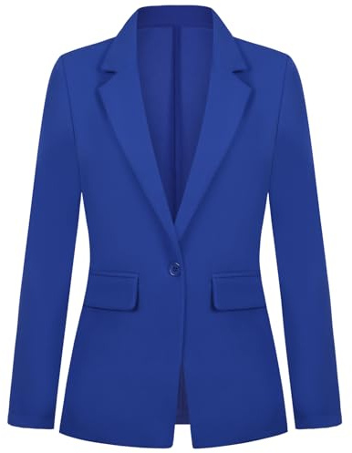 Kyzoeyou Blazer for Women UK Classic Blazer Slim Fit Notched Lapel Suit Versatile Longline (Deep Blue M)
