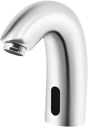 Kran med sensor, infraröd sensorkran, beröringsfri tvättställskran, infraröd induktionsområde 1 m, för restauranger, köpcentra, hotell, silver