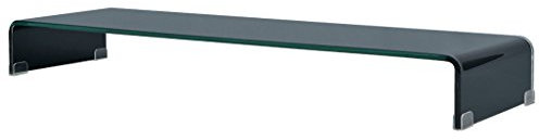 Festnight TV-Tisch aus Glas Bildschirmerh?hung Monitortisch TV-Schrank Glastisch Fernsehtisch TV-Board 110x30x13cm Schwarz
