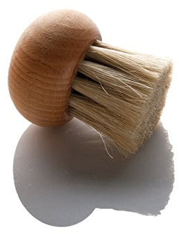 Lares Spazzola per funghi, in legno, testa rotonda, prodotta in Germania