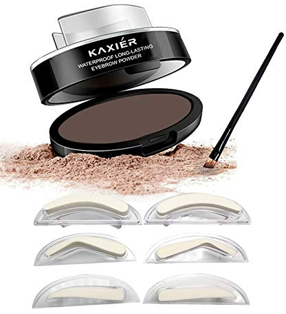 Moakxer Eyebrow Powder,Waterproof Eyebrow Stamp Powder Seal Perfect Nature Eye Brow Powder Tinting Coloring Kit Delicate Shape (201# Dark Brown)