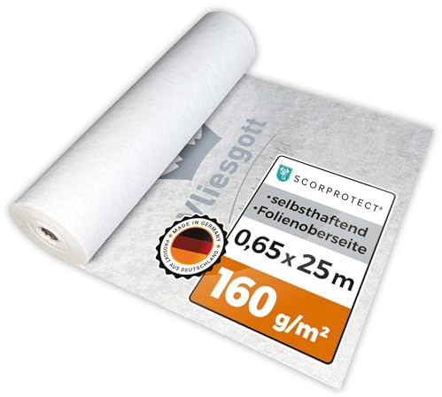 BSV - Telo di copertura per pavimento e scale, in tessuto non tessuto, autoadesivo, 0,65 m x 25 m, 160 g/m²