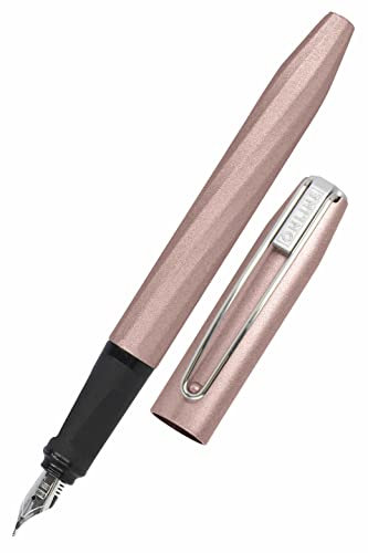 ONLINE Füller Slope Metallic Rose, Patronen-Füller mit ergonomischem Griffstück, hochwertige Iridium-Feder medium, Standard-Tintenpatronen, inkl. Kombipatrone blau, für Schule und Büro