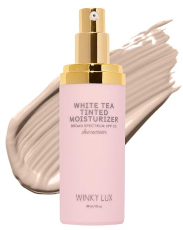 Winky Lux White Tea Tinted Moisturizer SPF 30 – Buildable Coverage with Facial SPF, Lightweight Sunscreen for Face, Naturally Radiant Finish, Long Lasting Coverage with Vitamin E, Fair