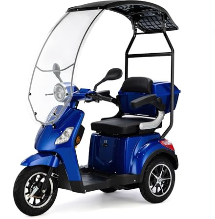 Veleco Draco - 3-Rad Elektromobil mit Dach und Windschutzscheibe - starker 800W Elektromotor - fertig montiert und fahrbereit geliefert (Blau)