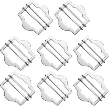 QUARKZMAN 8pz Fibbie Scorrevoli Regolabili in Metallo, 20mm Fibbia Clip a Rullino Cinturino in Tessuto Tri Glide per Gilet, Abiti, Ricambio Borse (Argento)