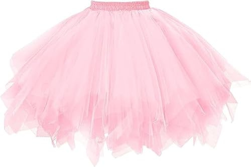 Generisch Damen Karneval Kostüm Tüllrock 80er Puffy Tütü Röcke Tüll Petticoat (DE/NL/SE/PL, Alphanumerisch, Einheitsgröße, Regular, Regular, Z 07)