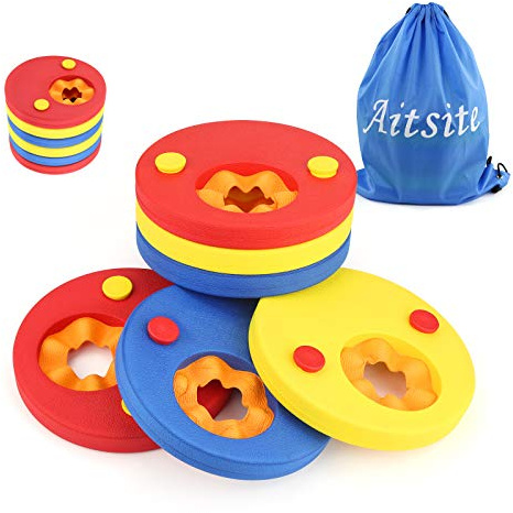 Aitsite Kids Swimming Armbands 3-6 Years, Adjustable Foam Arm Bands, Removable Float Discs With Storage Bag, Eco-Friendly EVA Swim Floats for Children, Pool Learning Aid
