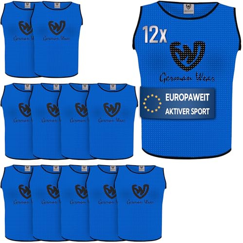 German Wear Leibchen Trainingsleibchen – Markierungshemd für Team Sport, Fussball, Jogging, Handball in Gelb, Rot, Grün, Orange, Blau für Herren, Kinder & Damen - ideal für Teams Königsblau - Large