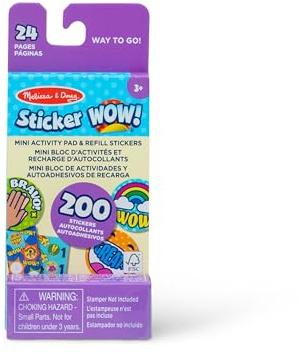 Melissa & Doug Sticker WOW! Mini blocco attività e 200 adesivi di ricarica per timbratore di adesivi, giocattolo tattile e artistico collezionabile – Adesivi premio assortiti Way to Go-Certificati FSC