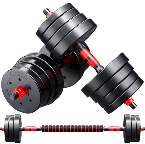 Justerbart hantelset 39,9 kg, fritt viktset med kontakt, 4-i-1 hantelset används som skivstång, kettlebells, push-up-konsol, fitnessövningar för hemmagym lämpliga män/kvinnor