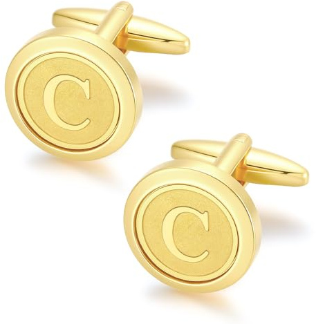 GWD Initial Cufflinks for Men Classic Cuff links Mens Letter Shirts CuffLinks Wedding Gift (C)