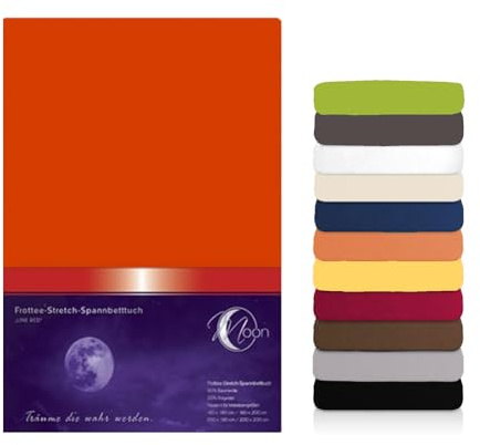 Moon Premium Frottee Spannbettlaken/Spannbetttuch (90x200-100x200, Zimt)