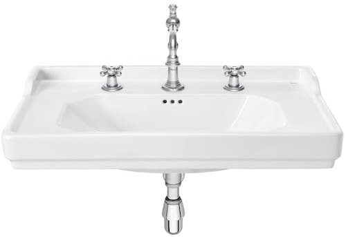 Roca A3270A0003 Lavabo mural ou sur pied, Carmen, 3 trous, 80 x 50, blanc